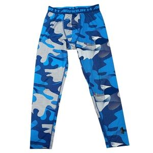 Under Armour Blue Camo Boy’s Youth Base Layer Leggings Pants UPF 30 Size L
